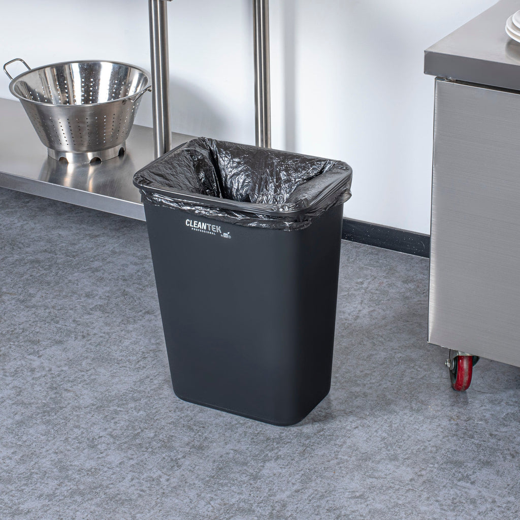 Clean Tek Professional 7 qt / 1.75 gal Rectangle Black Wastebasket / Trash Can - 10" x 6 1/4" x 10 1/4" - 1 count box
