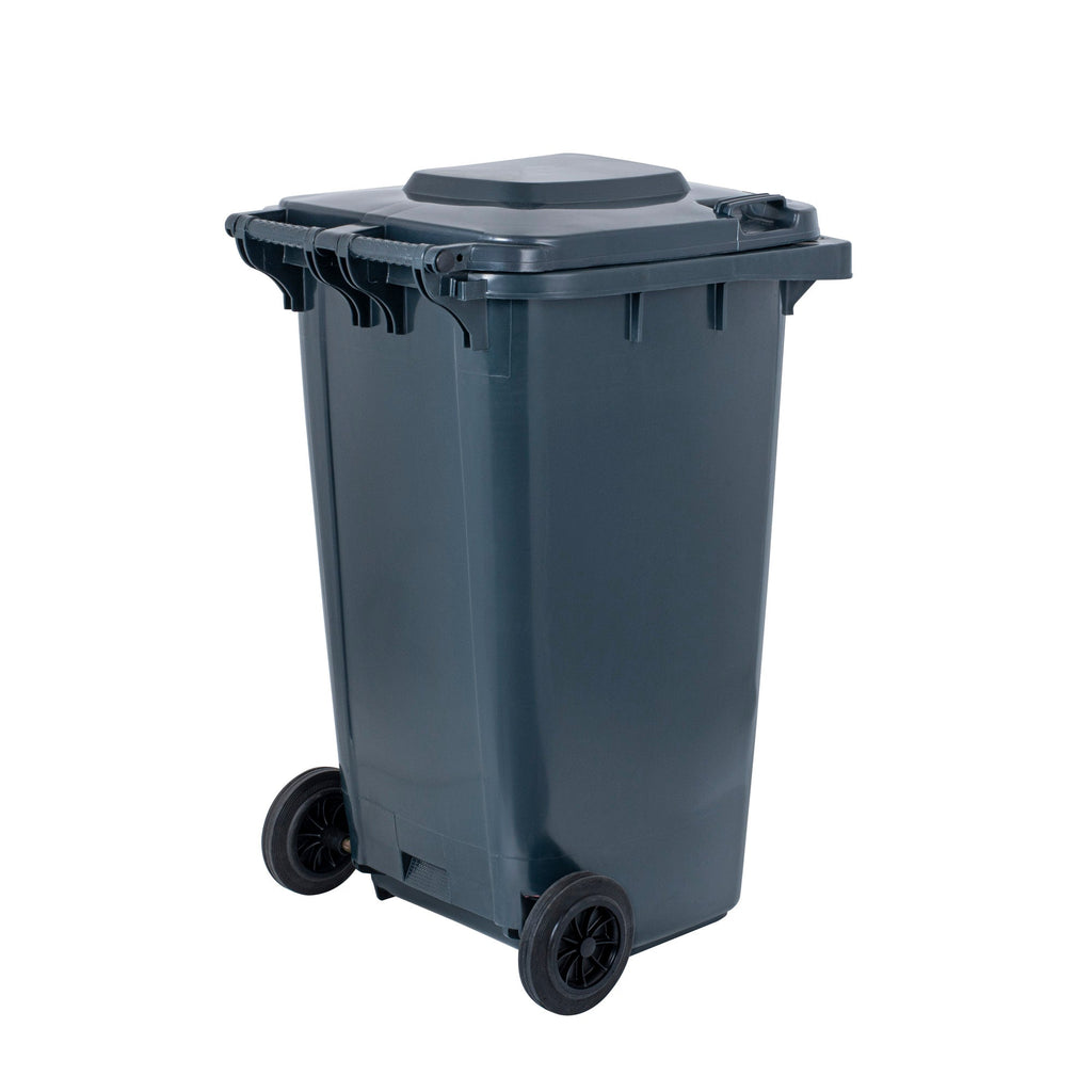 Clean Tek Professional 64 gal Rectangle Gray Plastic Wheeled Trash Can - with Lid - 28 1/2" x 23" x 43" - 1 count box