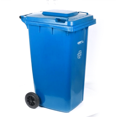 Clean Tek Professional 64 gal Rectangle Blue Plastic Wheeled Recycling Bin - with Lid - 28 1/2" x 23" x 43" - 1 count box