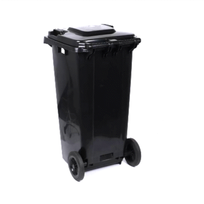 Clean Tek Professional 32 gal Rectangle Black Plastic Wheeled Trash Can - with Lid - 22 1/2" x 19" x 37 1/2" - 1 count box