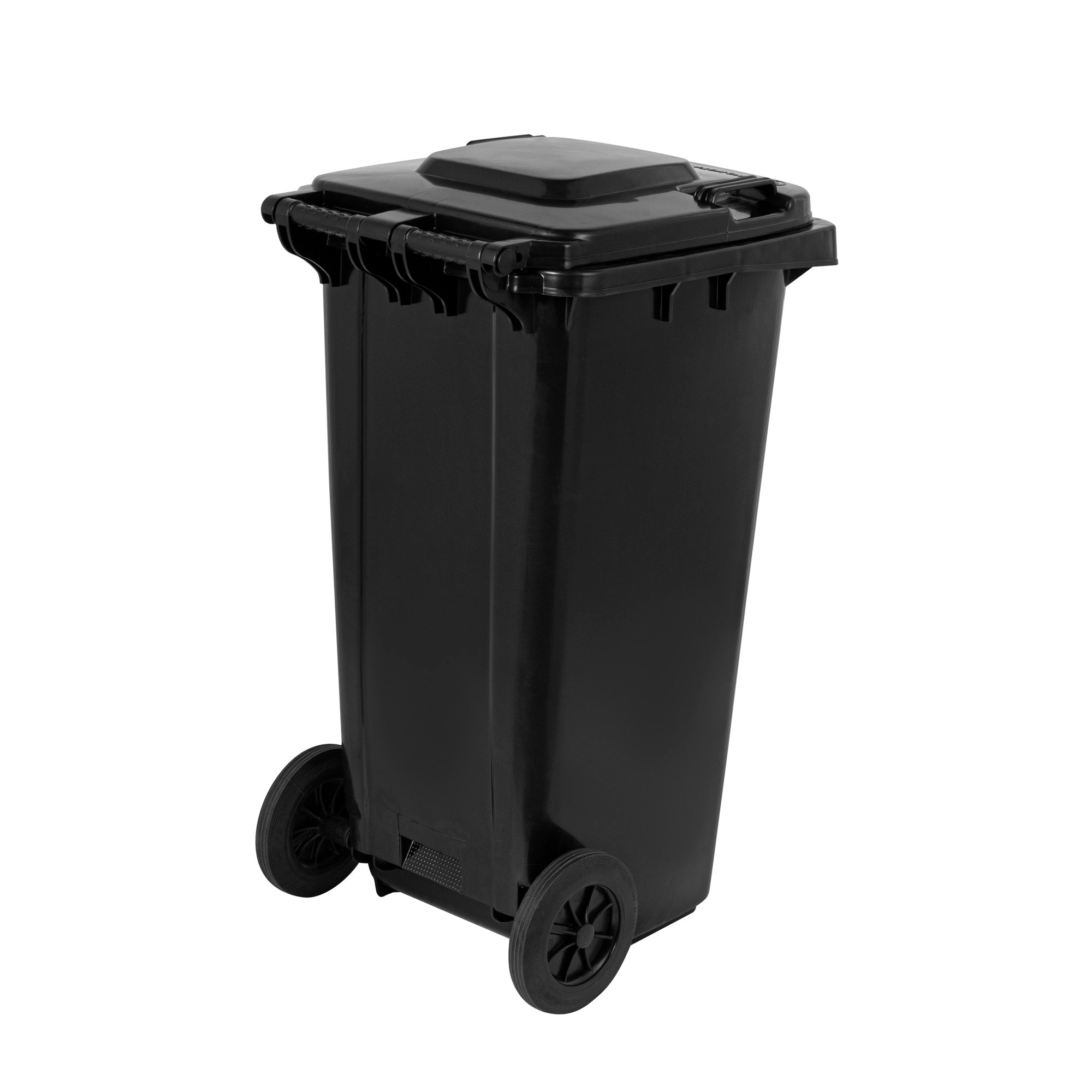 Clean Tek Professional 32 gal Rectangle Black Plastic Wheeled Trash Can - with Lid - 22 1/2" x 19" x 37 1/2" - 1 count box