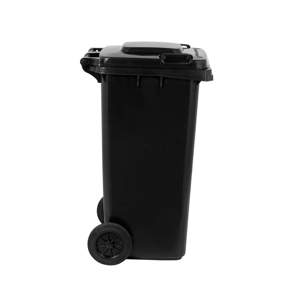 Clean Tek Professional 32 gal Rectangle Black Plastic Wheeled Trash Can - with Lid - 22 1/2" x 19" x 37 1/2" - 1 count box