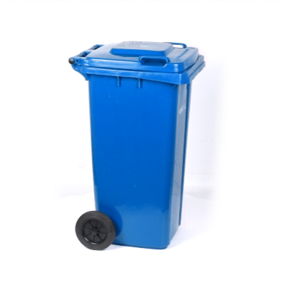 Clean Tek Professional 32 gal Rectangle Blue Plastic Wheeled Trash Can - with Lid - 22 1/2" x 19" x 37 1/2" - 1 count box