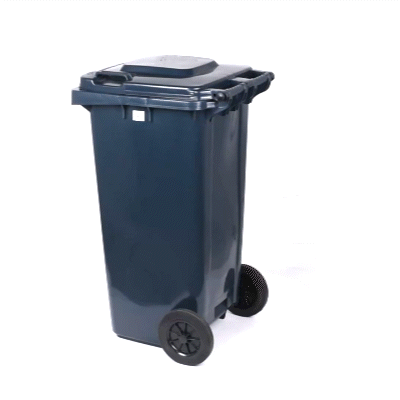 Clean Tek Professional 32 gal Rectangle Gray Plastic Wheeled Trash Can - with Lid - 22 1/2" x 19" x 37 1/2" - 1 count box