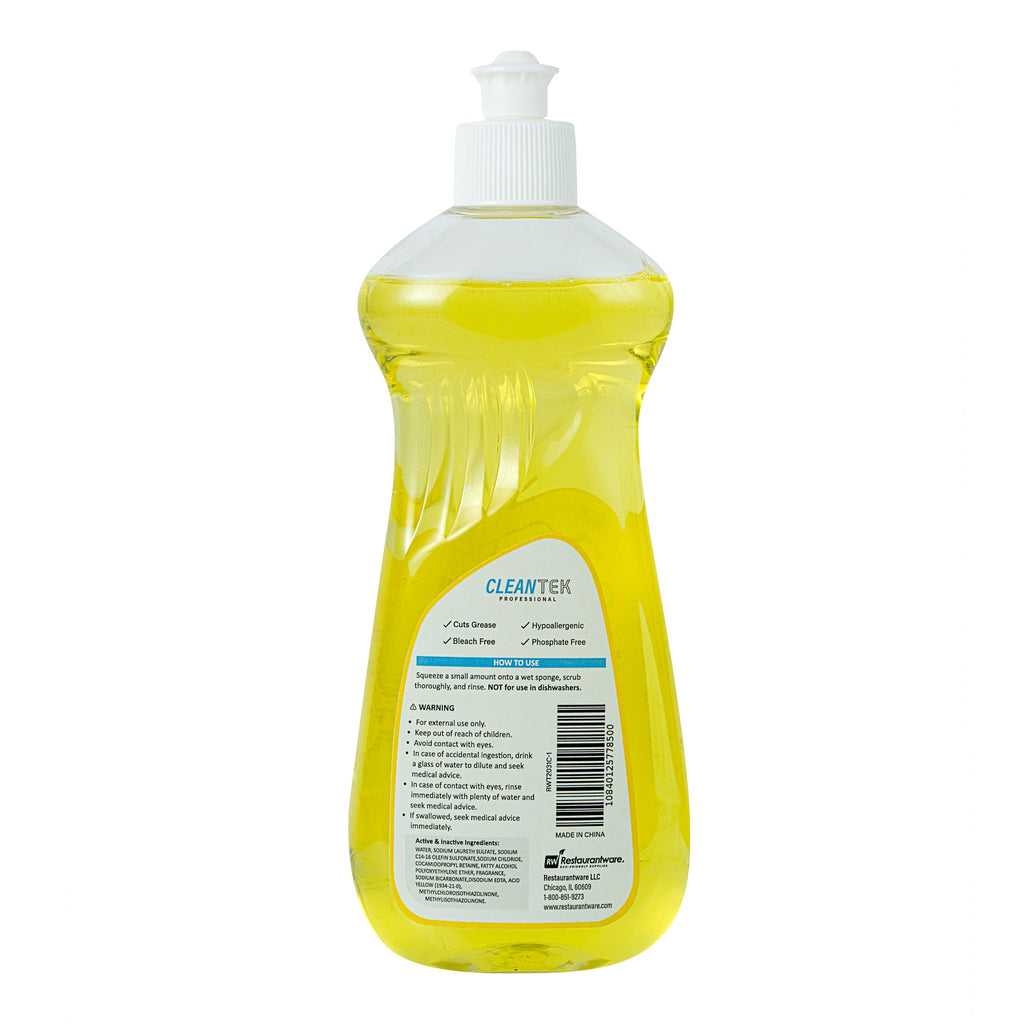 Clean Tek Professional 10 fl. oz Dishwashing Liquid - Ultra Concentrated, OXY Power, Lemon Scent - 36 count box