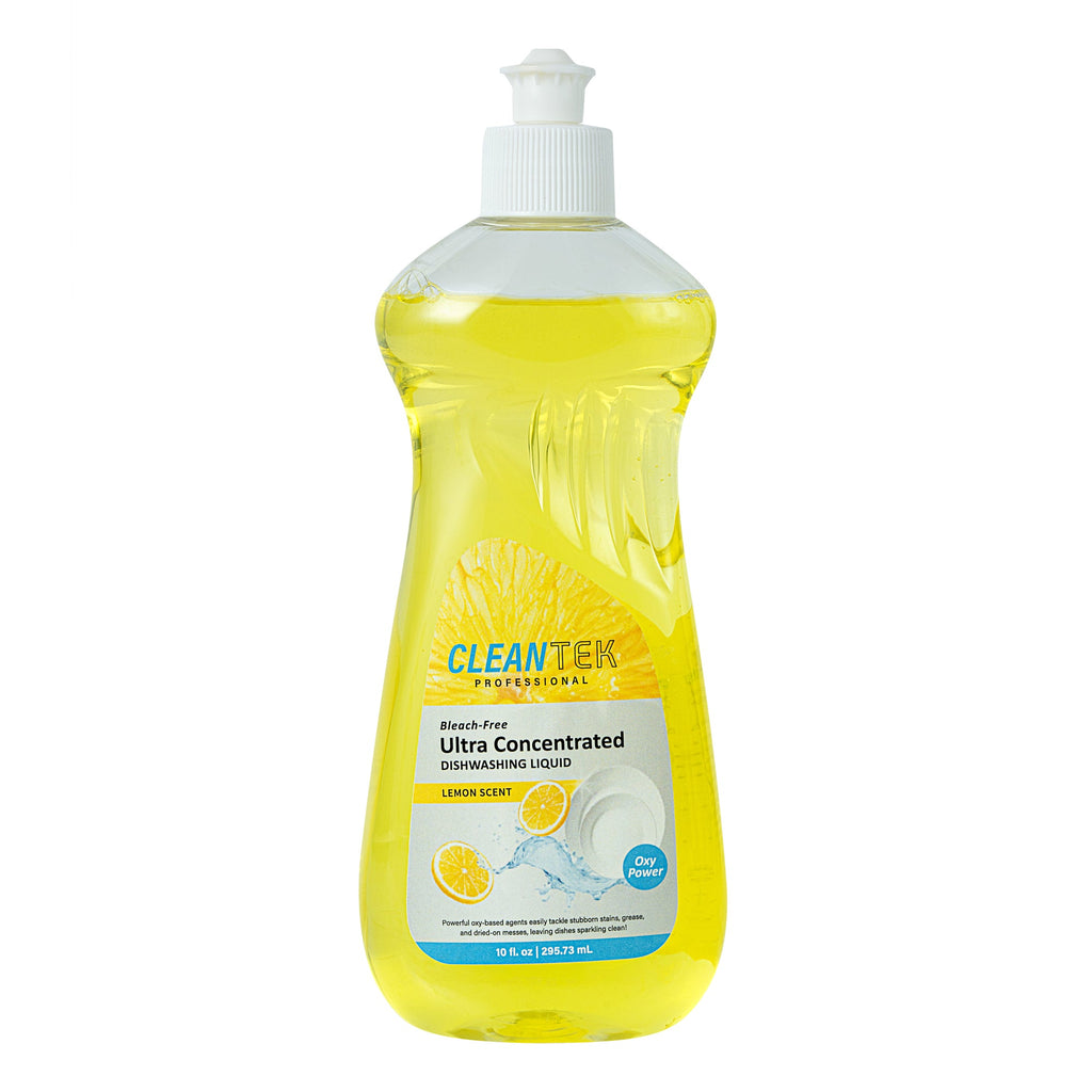 Clean Tek Professional 10 fl. oz Dishwashing Liquid - Ultra Concentrated, OXY Power, Lemon Scent - 36 count box