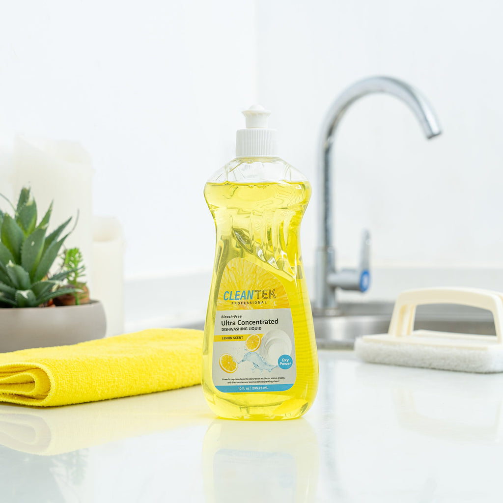 Clean Tek Professional 10 fl. oz Dishwashing Liquid - Ultra Concentrated, OXY Power, Lemon Scent - 36 count box