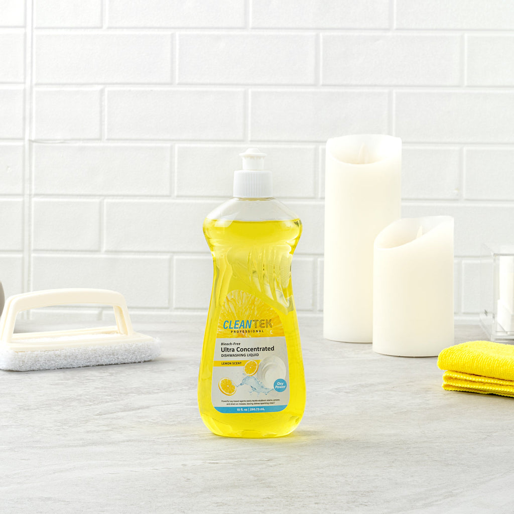 Clean Tek Professional 10 fl. oz Dishwashing Liquid - Ultra Concentrated, OXY Power, Lemon Scent - 36 count box