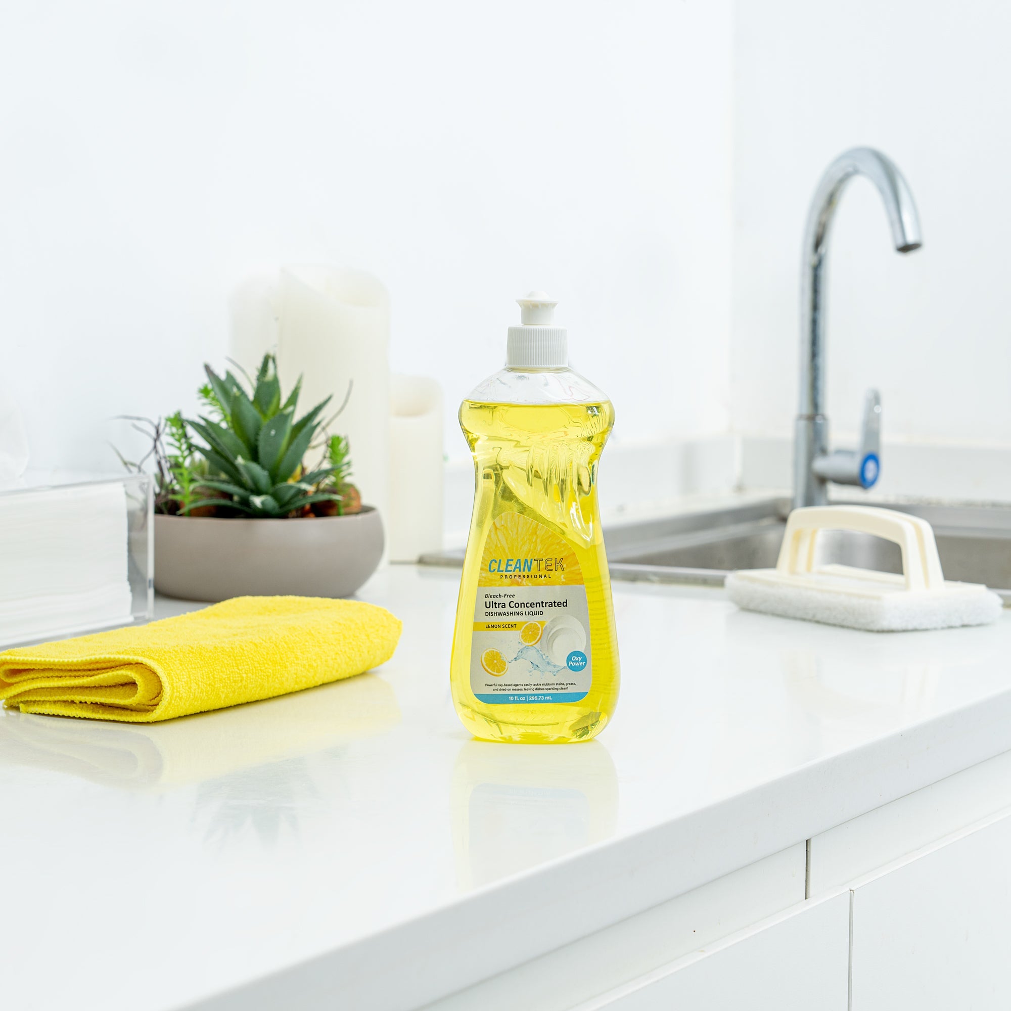 Clean Tek Professional 10 fl. oz Dishwashing Liquid - Ultra Concentrated, OXY Power, Lemon Scent - 36 count box