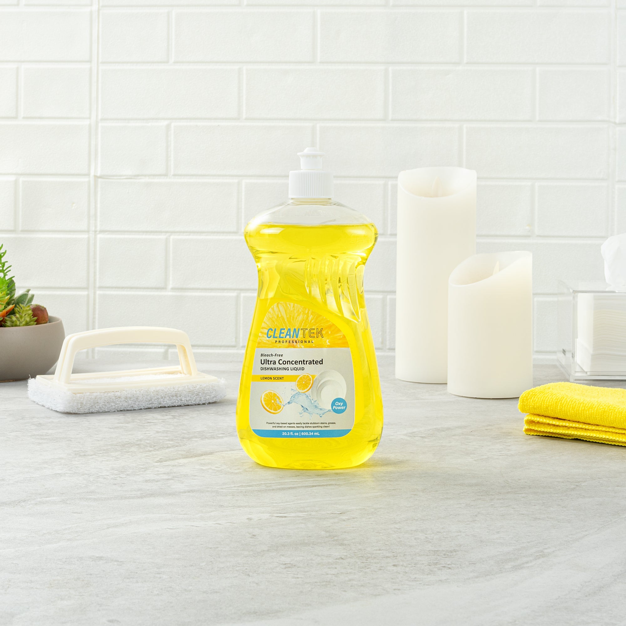 Clean Tek Professional 20.3 fl. oz Dishwashing Liquid - Ultra Concentrated, OXY Power, Lemon Scent - 1 count box