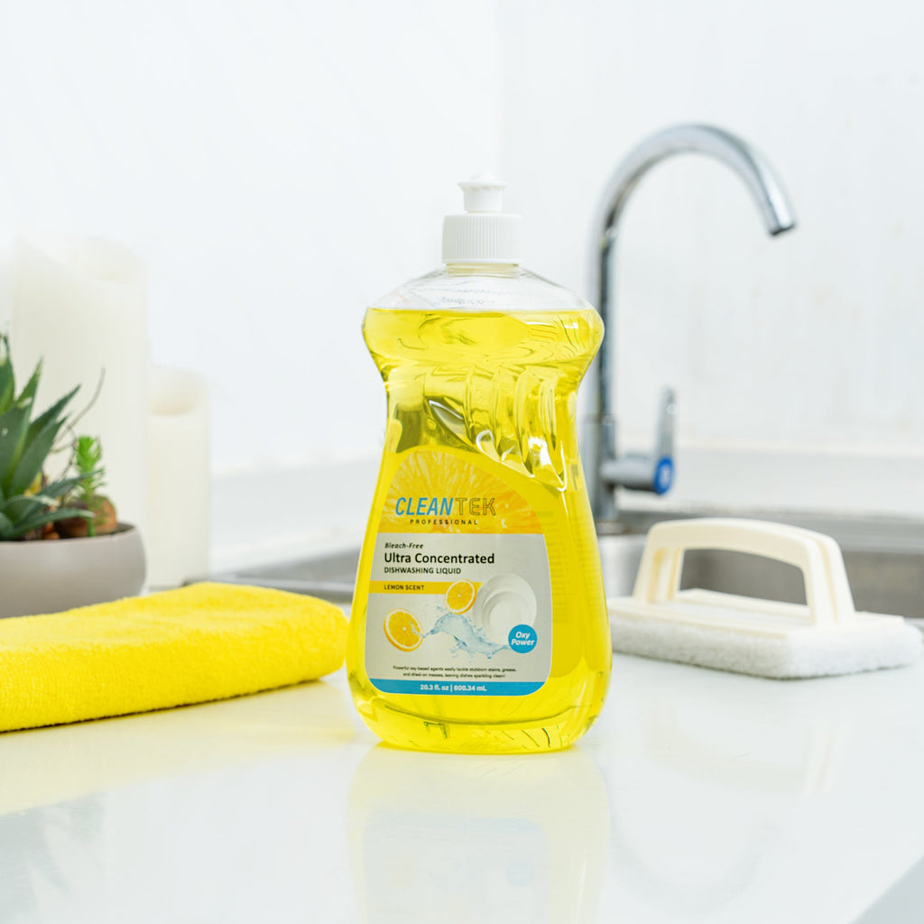 Clean Tek Professional 20.3 fl. oz Dishwashing Liquid - Ultra Concentrated, OXY Power, Lemon Scent - 24 count box