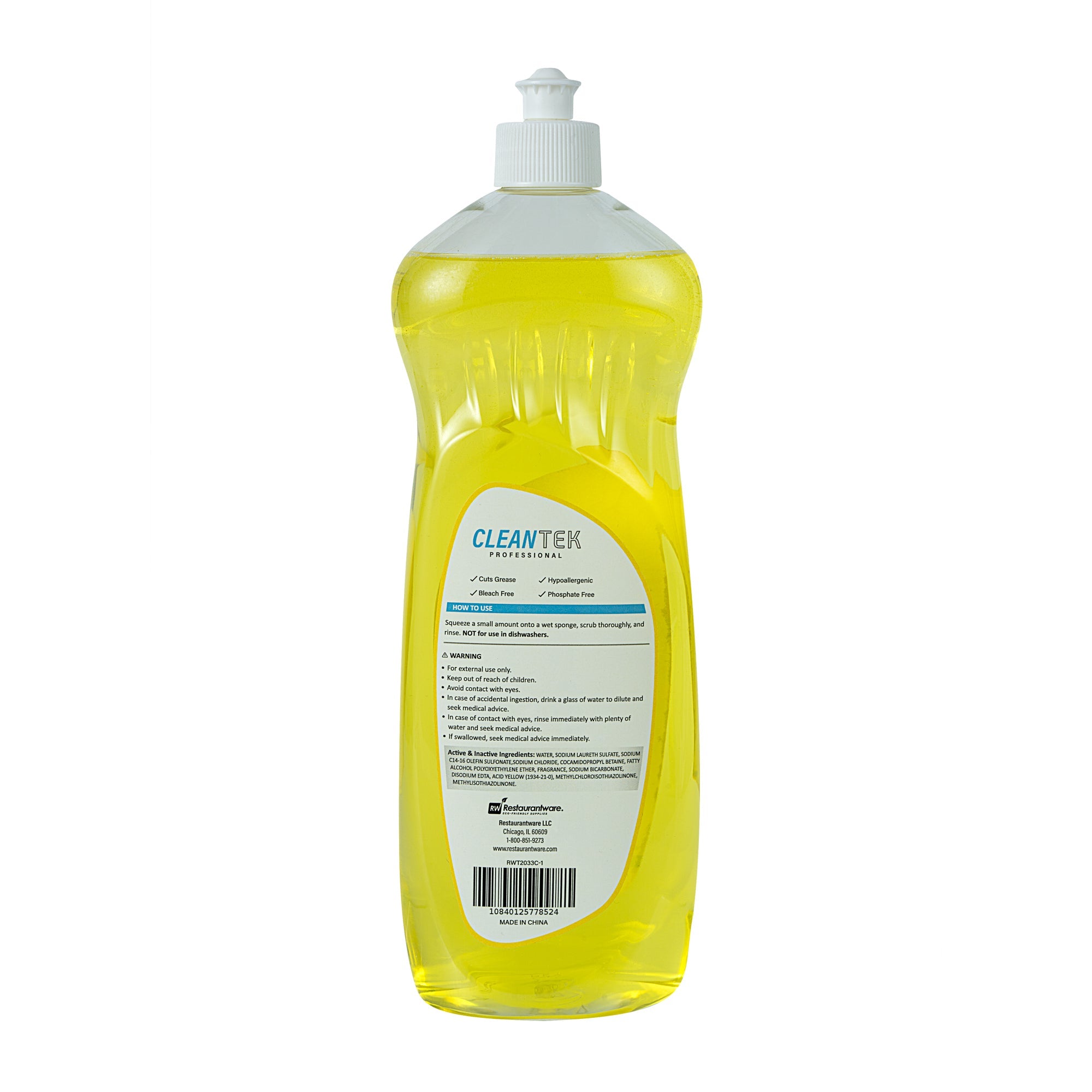 Clean Tek Professional 25.3 fl. oz Dishwashing Liquid - Ultra Concentrated, OXY Power, Lemon Scent - 1 count box