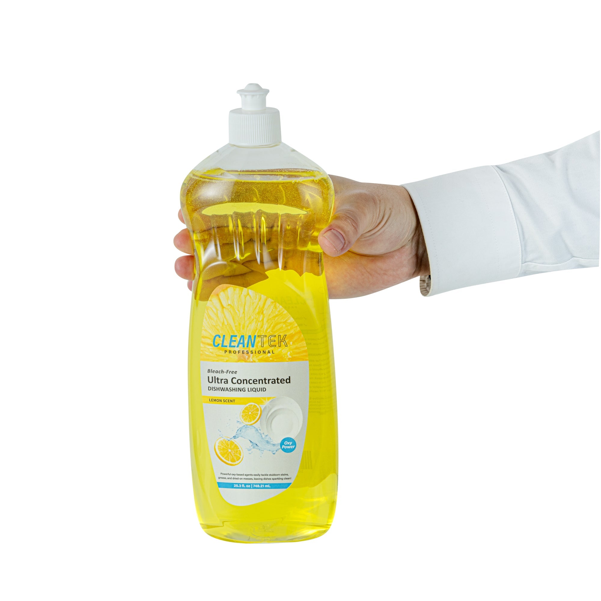 Clean Tek Professional 25.3 fl. oz Dishwashing Liquid - Ultra Concentrated, OXY Power, Lemon Scent - 12 count box