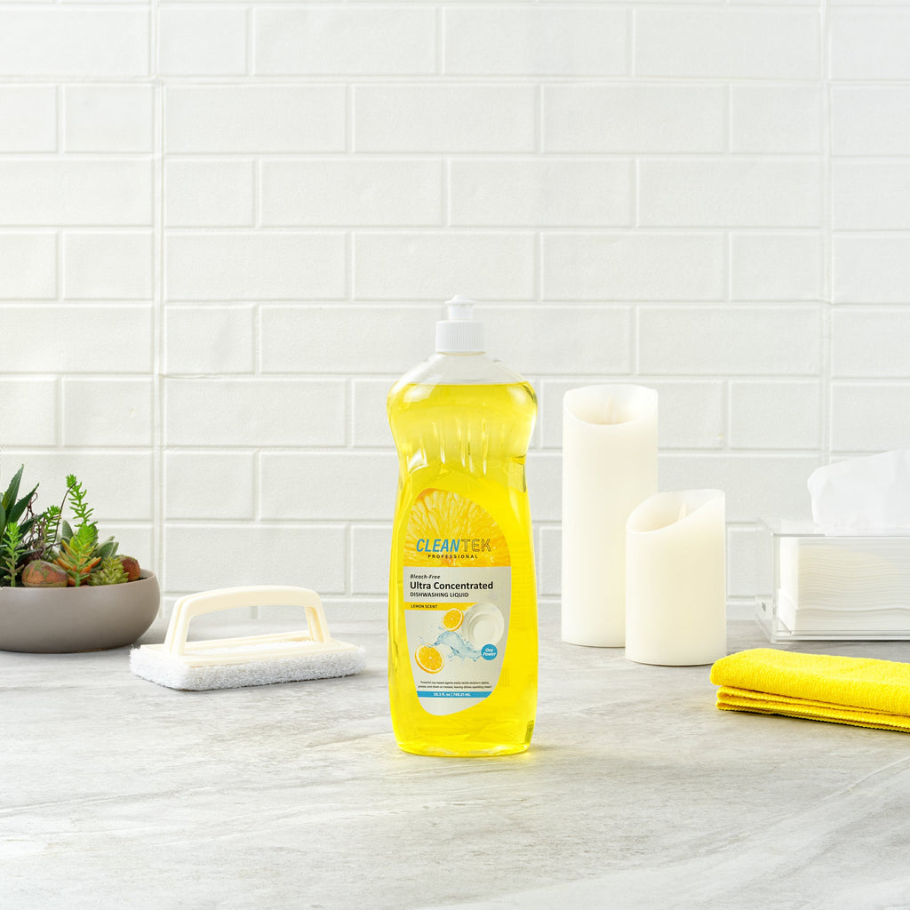 Clean Tek Professional 25.3 fl. oz Dishwashing Liquid - Ultra Concentrated, OXY Power, Lemon Scent - 12 count box