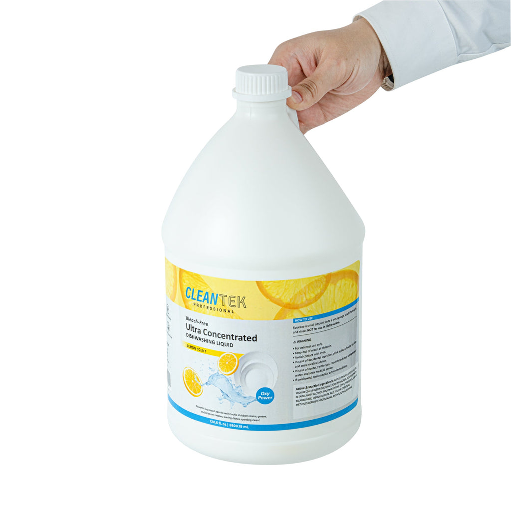 Clean Tek Professional 128.5 fl. oz Dishwashing Liquid - Ultra Concentrated, OXY Power, Lemon Scent - 1 count box