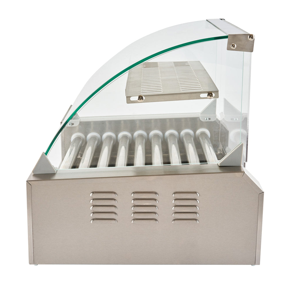 Hi Tek Hot Dog Roller Grill Warmer - Fits 24 and 4 Buns, Curved Glass, Sneeze Guard - 1 count box