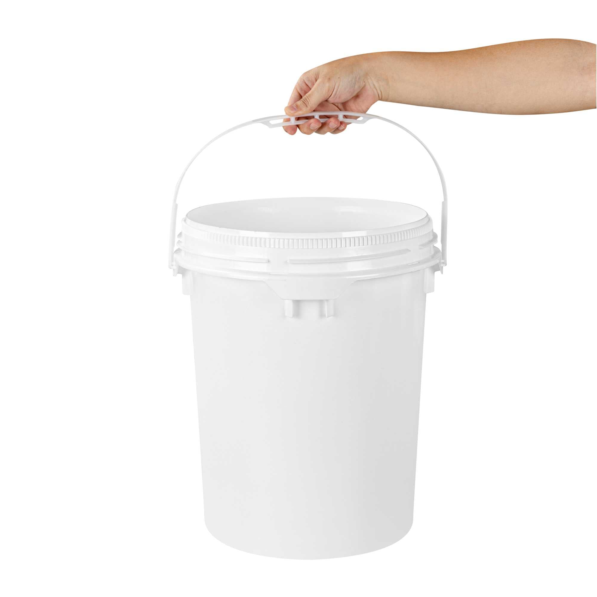 Met Lux 5 gal Round White Plastic Screw Top Pail - UN Rated - 11 1/4" x 11 1/4" x 15 1/4" - 1 count box
