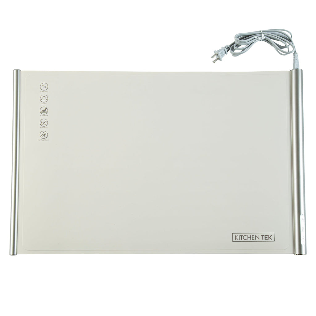 Kitchen Tek Beige Silicone Food Warmer Mat - 120V, Adjustable Temperature, Roll Up - 26 1/4" x 16 3/4" x 1" - 1 count box