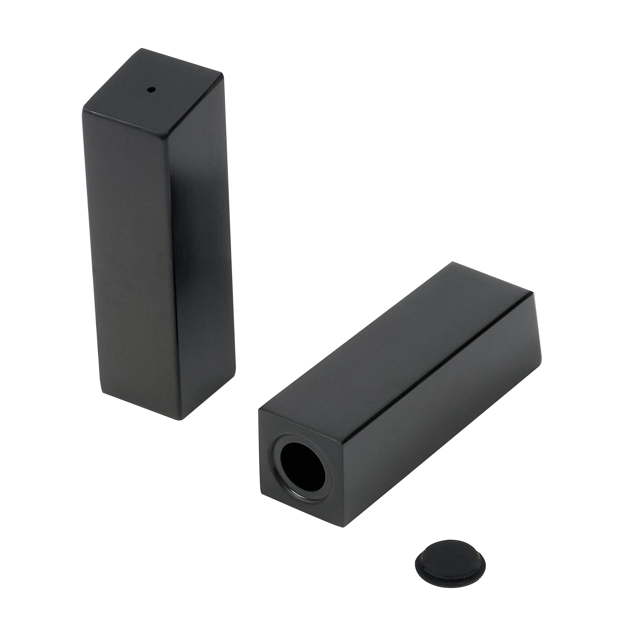 Chef 101 2 oz Black Stainless Steel Rectangular Salt And Pepper Shaker Set - 1" x 1" x 3 1/4" - 1 count box