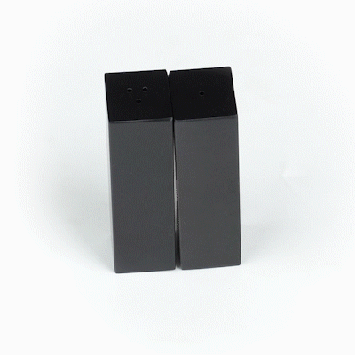 Chef 101 2 oz Black Stainless Steel Rectangular Salt And Pepper Shaker Set - 1" x 1" x 3 1/4" - 1 count box