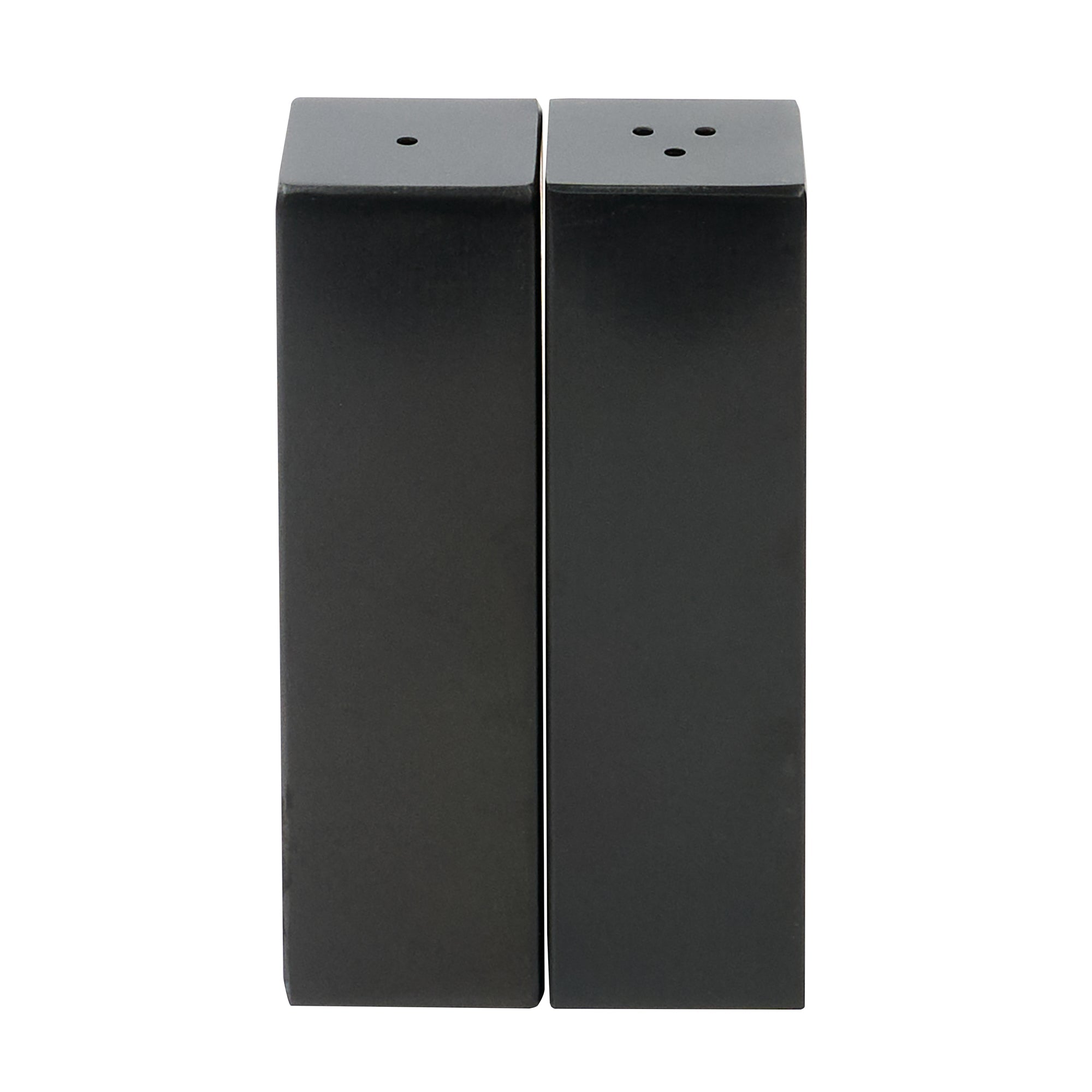 Chef 101 2 oz Black Stainless Steel Rectangular Salt And Pepper Shaker Set - 1" x 1" x 3 1/4" - 1 count box