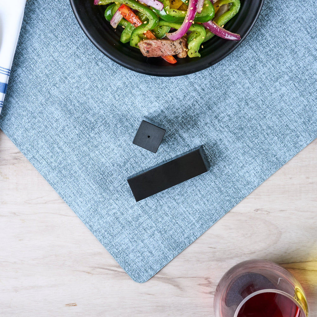Chef 101 2 oz Black Stainless Steel Rectangular Salt And Pepper Shaker Set - 1" x 1" x 3 1/4" - 1 count box