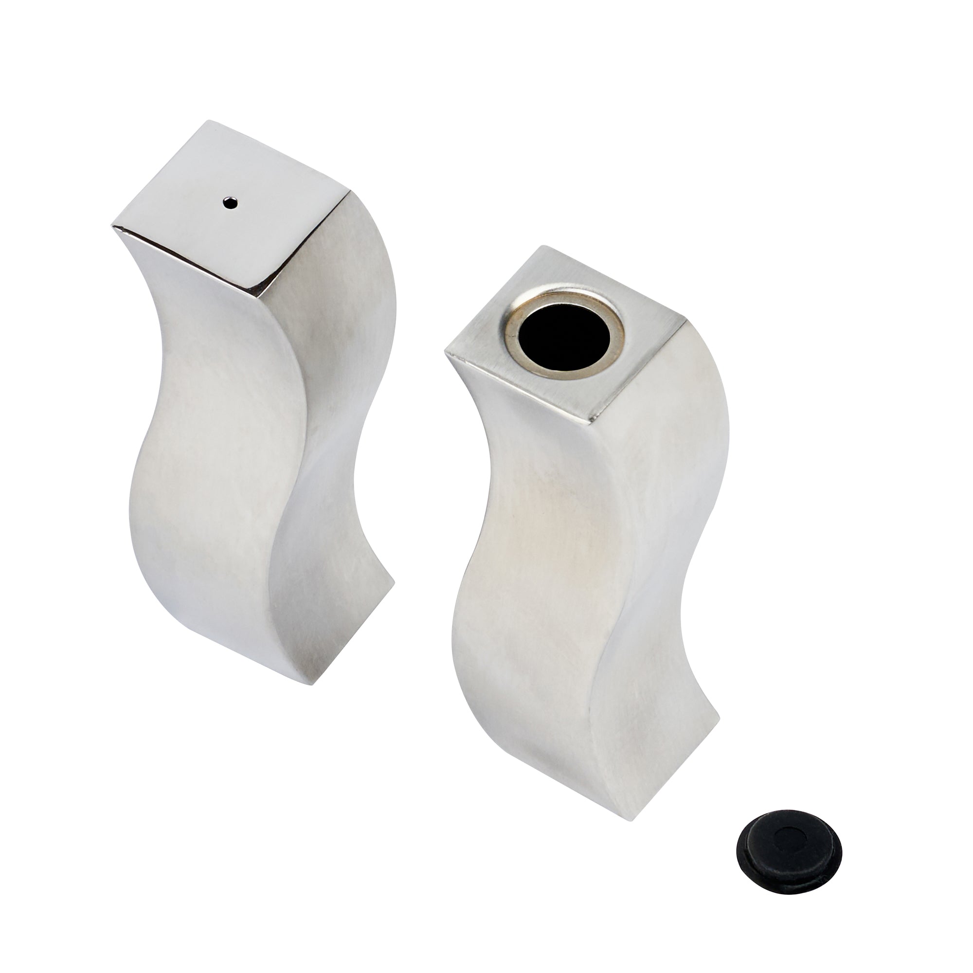 Chef 101 2 oz Silver Stainless Steel Wavy Salt And Pepper Shaker Set - 1" x 1" x 3 3/4" - 1 count box