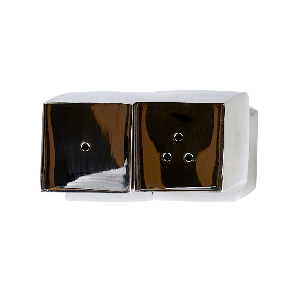 Chef 101 2 oz Silver Stainless Steel Wavy Salt And Pepper Shaker Set - 1" x 1" x 3 3/4" - 1 count box
