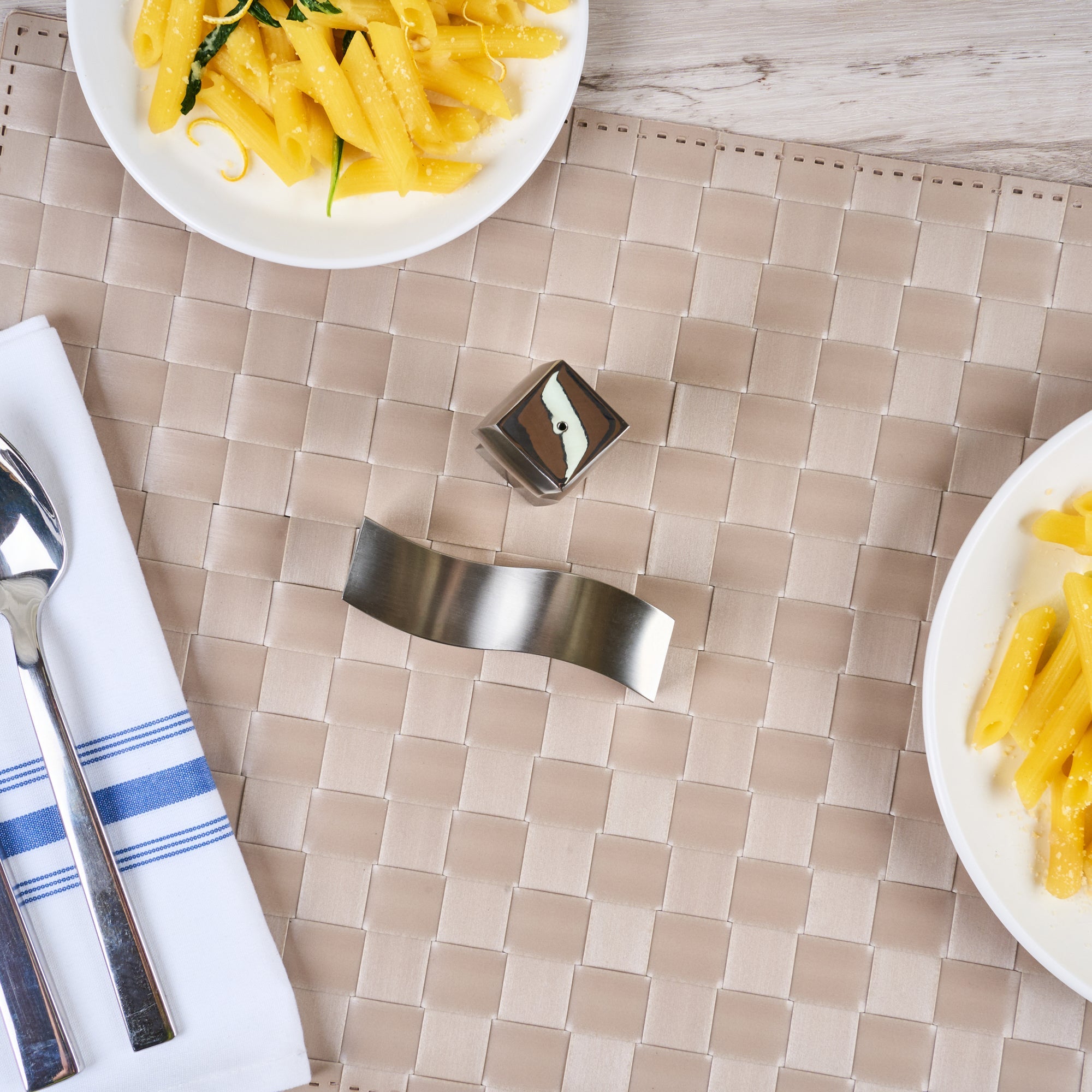 Chef 101 2 oz Silver Stainless Steel Wavy Salt And Pepper Shaker Set - 1" x 1" x 3 3/4" - 1 count box