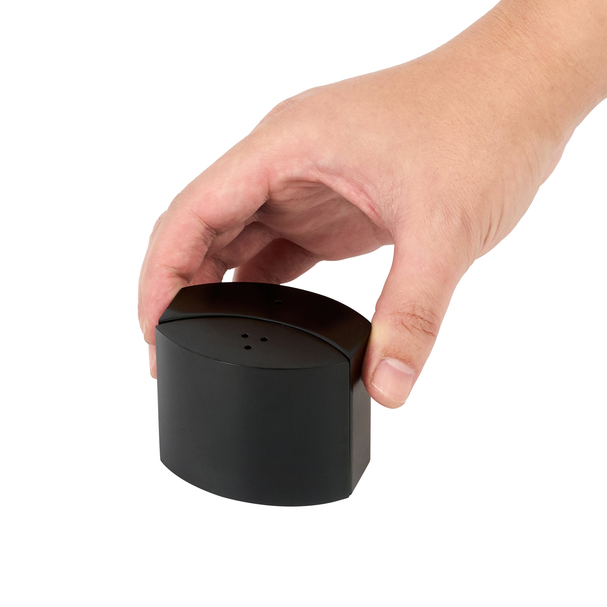Chef 101 4 oz Black Stainless Steel Embracing Salt And Pepper Shaker Set - 2.3 oz/2.1 oz - 2 1/2" x 2" x 1 3/4" - 1 count box