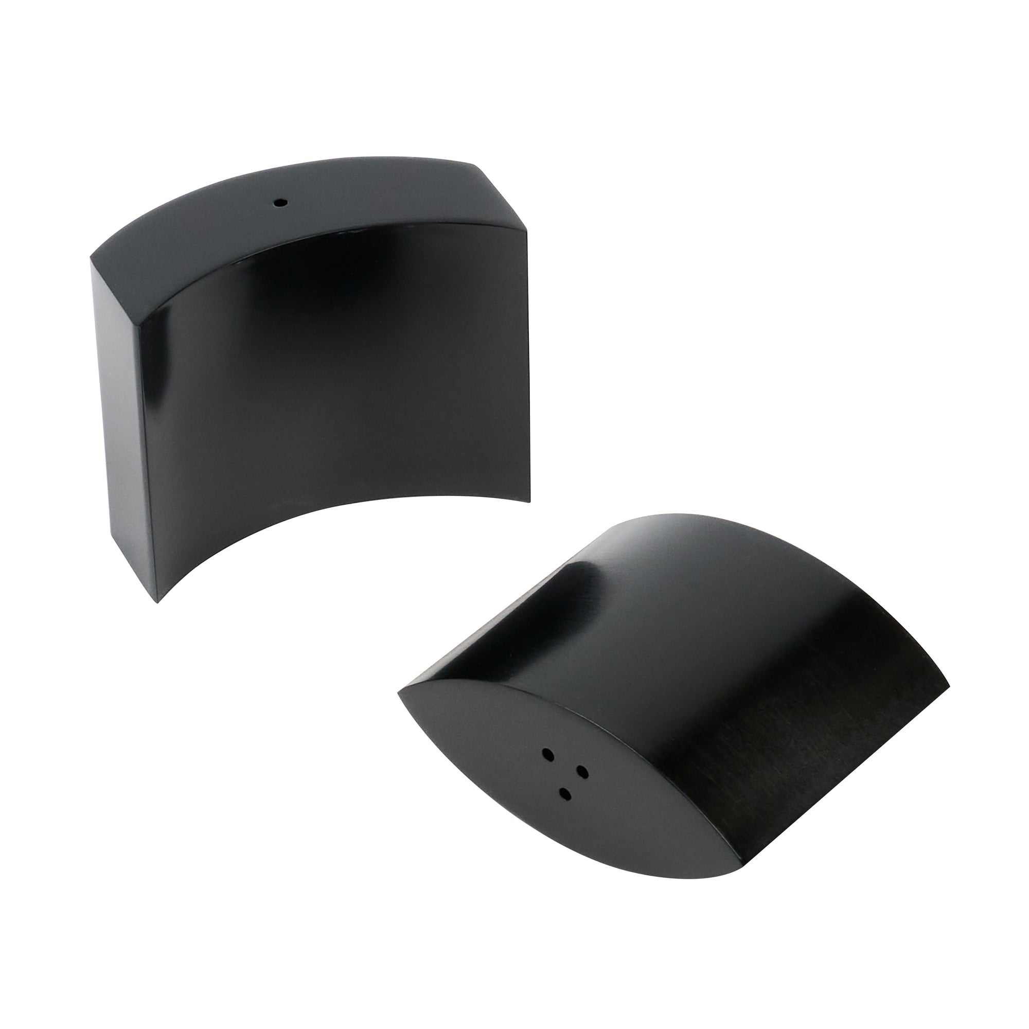 Chef 101 4 oz Black Stainless Steel Embracing Salt And Pepper Shaker Set - 2.3 oz/2.1 oz - 2 1/2" x 2" x 1 3/4" - 1 count box
