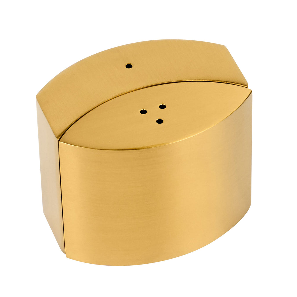 Chef 101 4 oz Gold Stainless Steel Embracing Salt And Pepper Shaker Set - 2.3 oz/2.1 oz - 2 1/2" x 2" x 1 3/4" - 1 count box