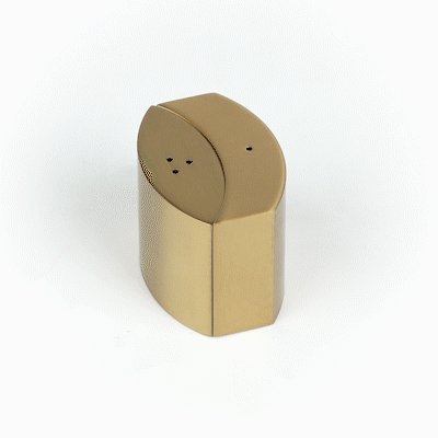 Chef 101 4 oz Gold Stainless Steel Embracing Salt And Pepper Shaker Set - 2.3 oz/2.1 oz - 2 1/2" x 2" x 1 3/4" - 1 count box