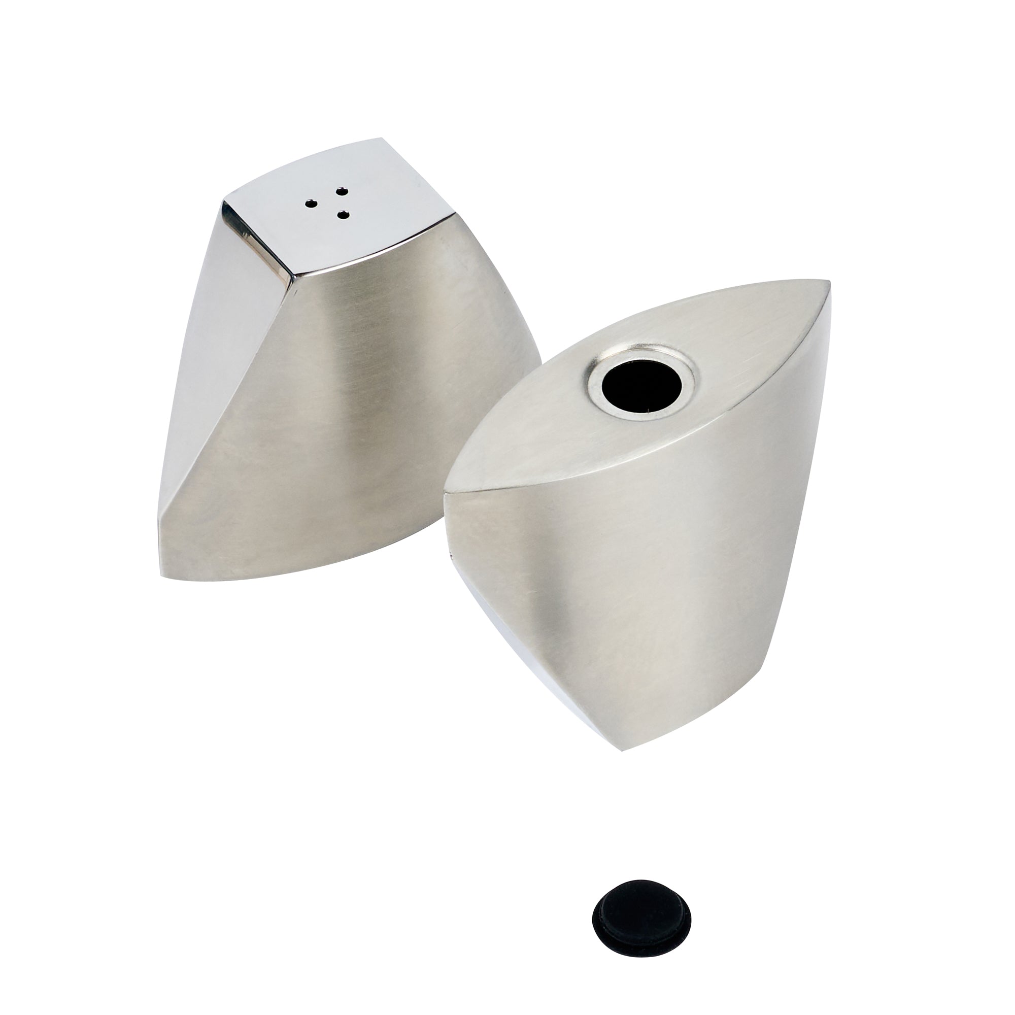 Chef 101 3 oz Silver Stainless Steel Wedge Salt And Pepper Shaker Set - 3 1/4" x 1" x 2 3/4"