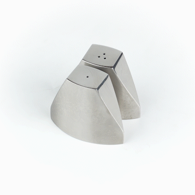 Chef 101 3 oz Silver Stainless Steel Wedge Salt And Pepper Shaker Set - 3 1/4" x 1" x 2 3/4"