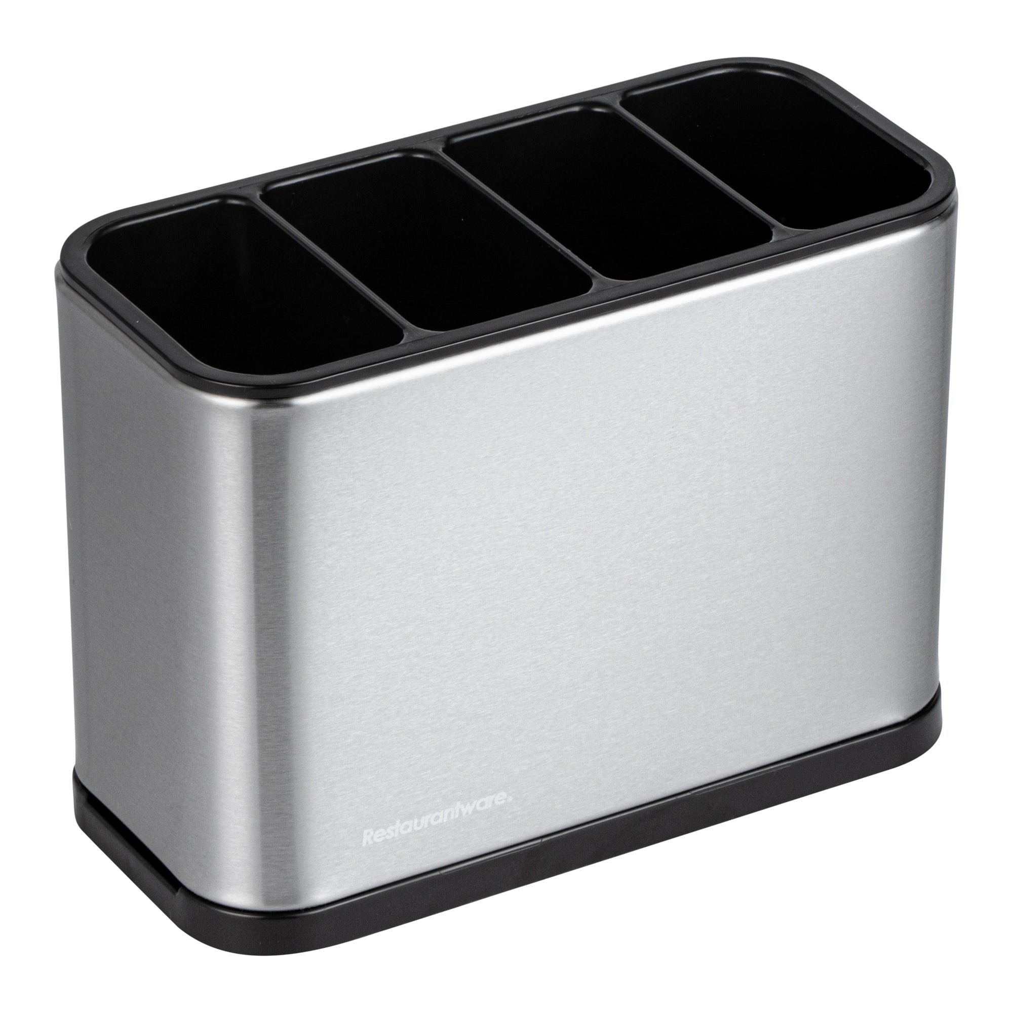 Met Lux Stainless Steel Flatware Organizer / Sink Caddy - 4 Compartments, with Drip Tray - 7" x 3 1/2" x 5" - 1 count box