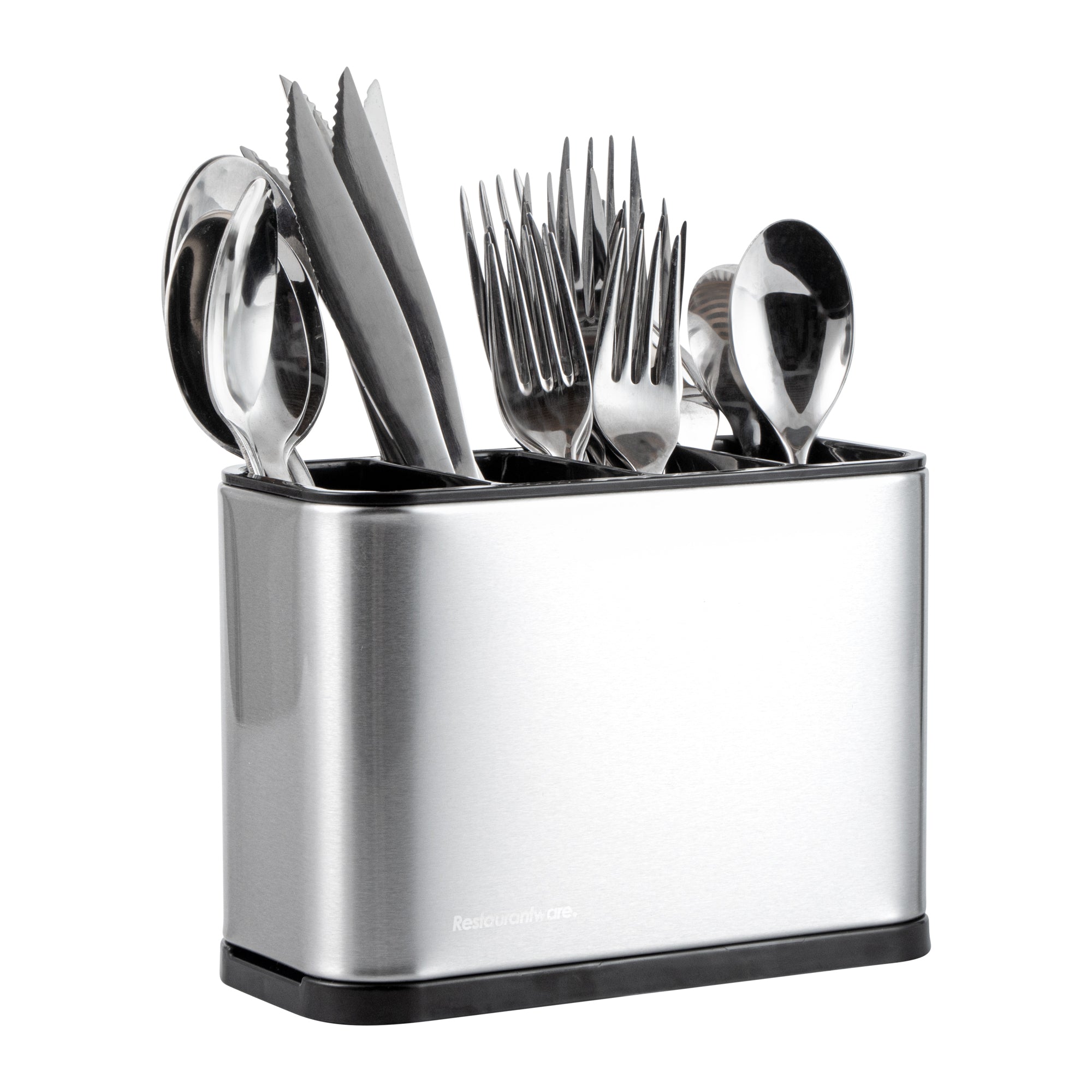 Met Lux Stainless Steel Flatware Organizer / Sink Caddy - 4 Compartments, with Drip Tray - 7" x 3 1/2" x 5" - 1 count box