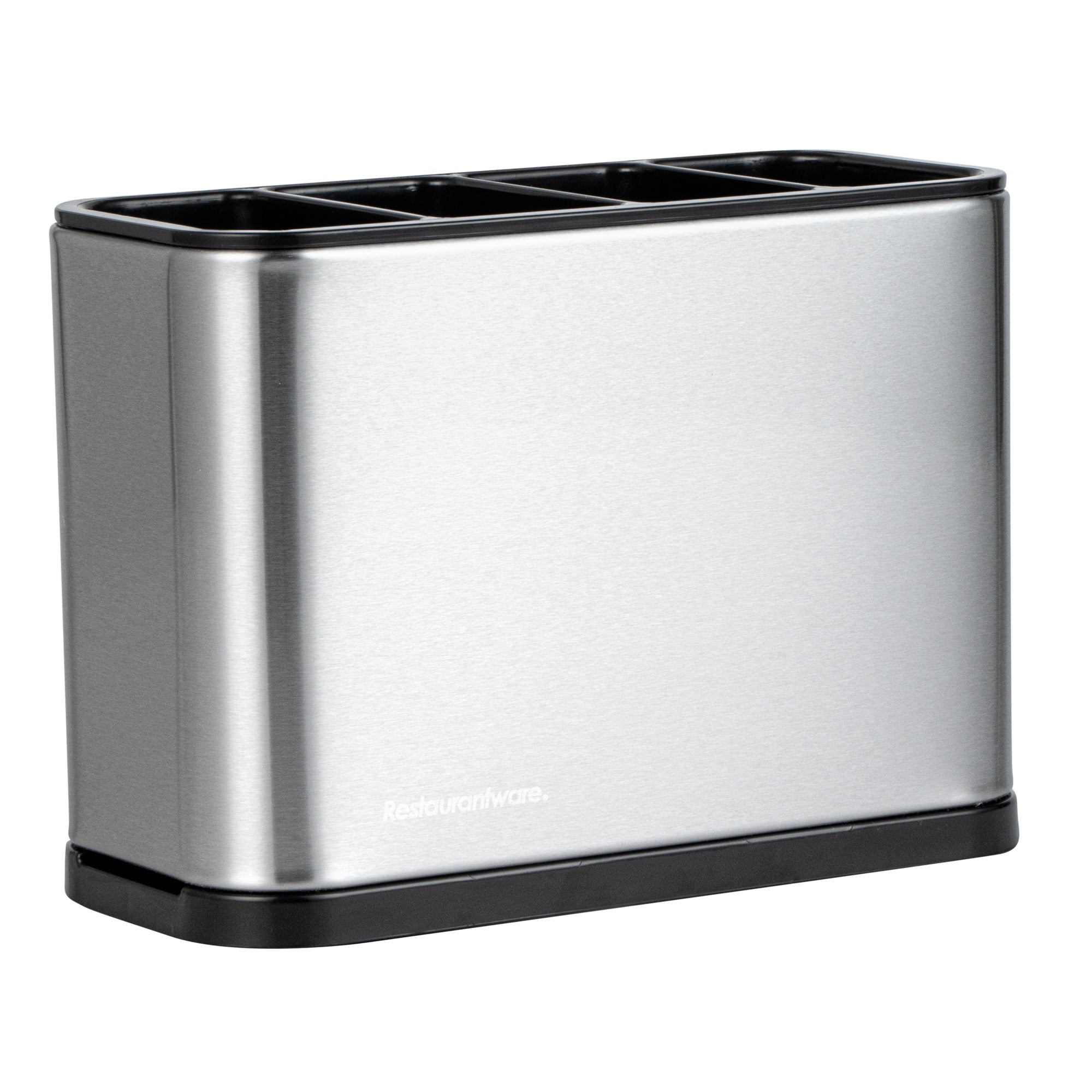 Met Lux Stainless Steel Flatware Organizer / Sink Caddy - 4 Compartments, with Drip Tray - 7" x 3 1/2" x 5" - 1 count box
