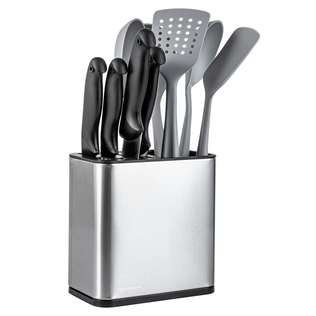 Met Lux Stainless Steel Knife and Utensil Holder - with Drip Tray - 7 3/4" x 4 3/4" x 7 3/4" - 1 count box