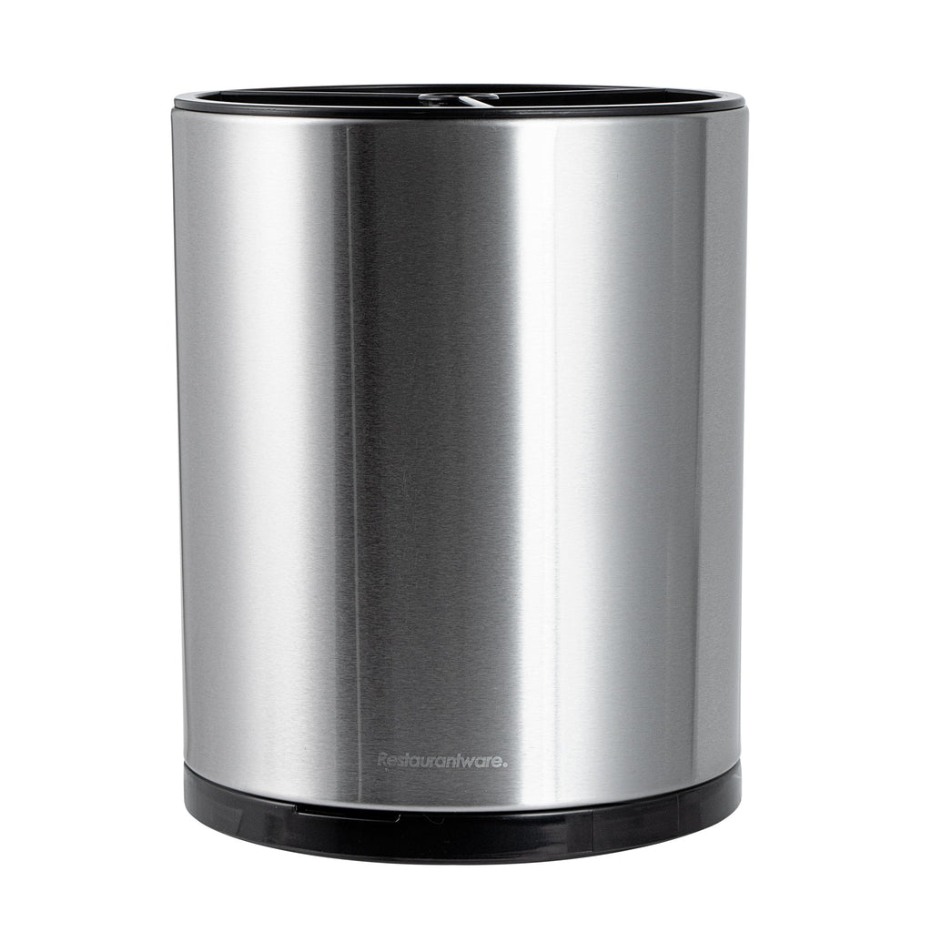 Met Lux Stainless Steel Utensil Holder - 3 Compartments, Rotating, with Drip Tray - 6 1/4" x 6 1/4" x 8" - 1 count box