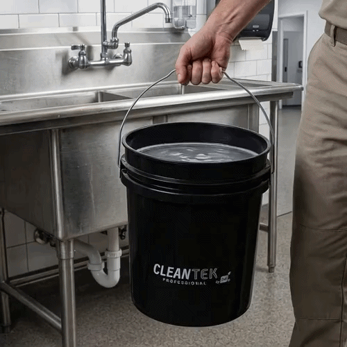 Clean Tek Professional 5 gal Round Black Plastic Pail - 12 1/4" x 12 1/4" x 14 1/2" - 1 count box