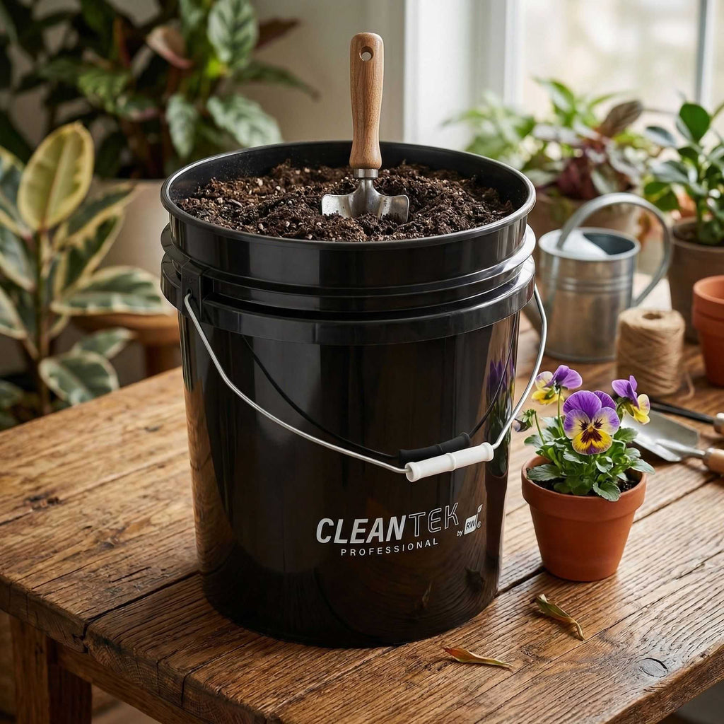 Clean Tek Professional 5 gal Round Black Plastic Pail - 12 1/4" x 12 1/4" x 14 1/2" - 1 count box