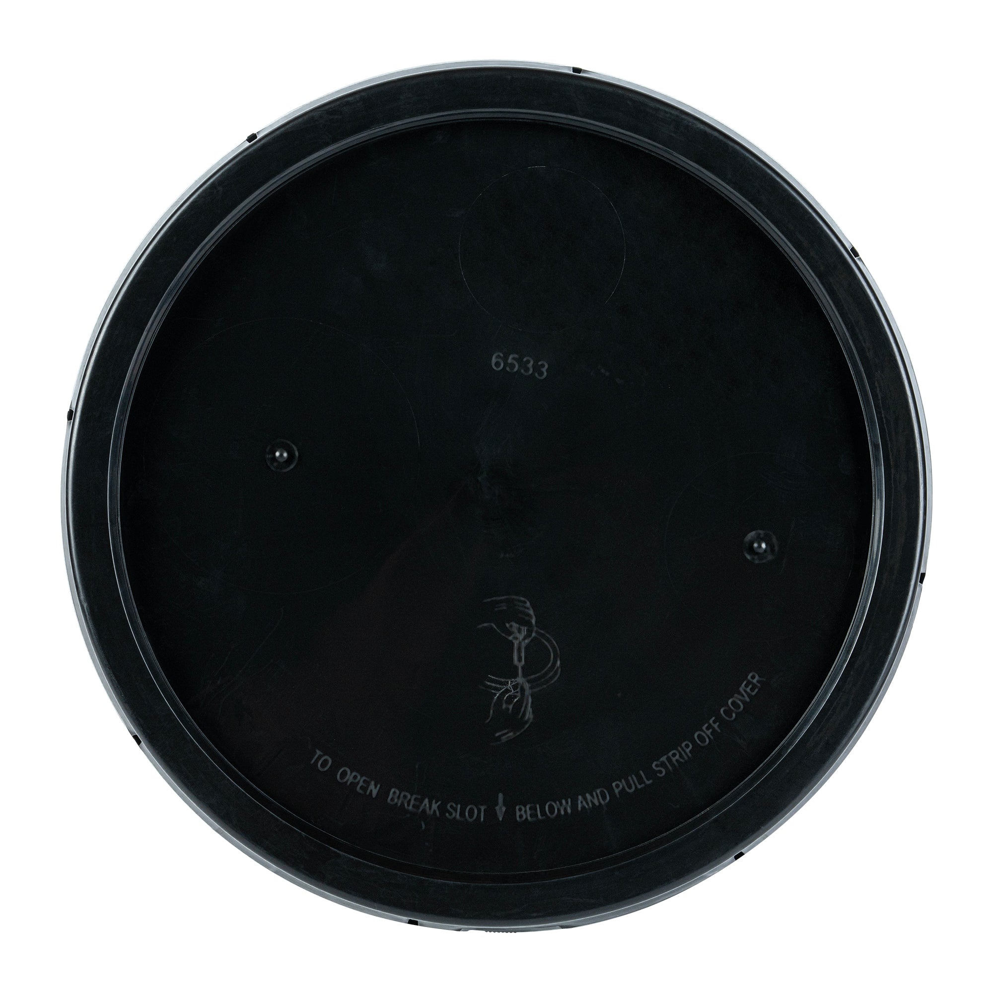 Clean Tek Professional Round Black Plastic Standard Lid - Fits 3.5 and 5 Gal Pail, with Tear Tab, Gasket - 1 count box