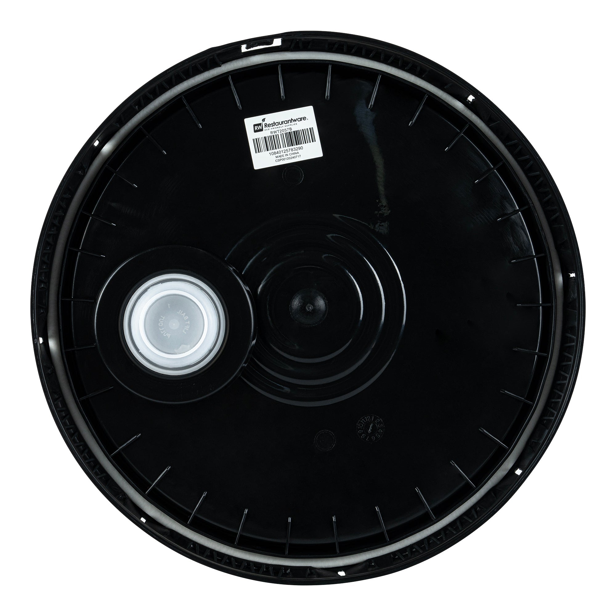 Clean Tek Professional Round Black Plastic Lid - Fits 3.5 and 5 Gal Pail, with Spout and Tear Tab, Gasket - 1 count box