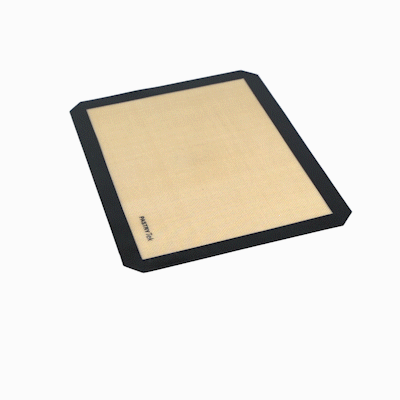 Pastry Tek Rectangle Tan and Black Silicone Half Size Baking Mat - Ultra Durable - 11 3/4" x 15 3/4" - 1 count box