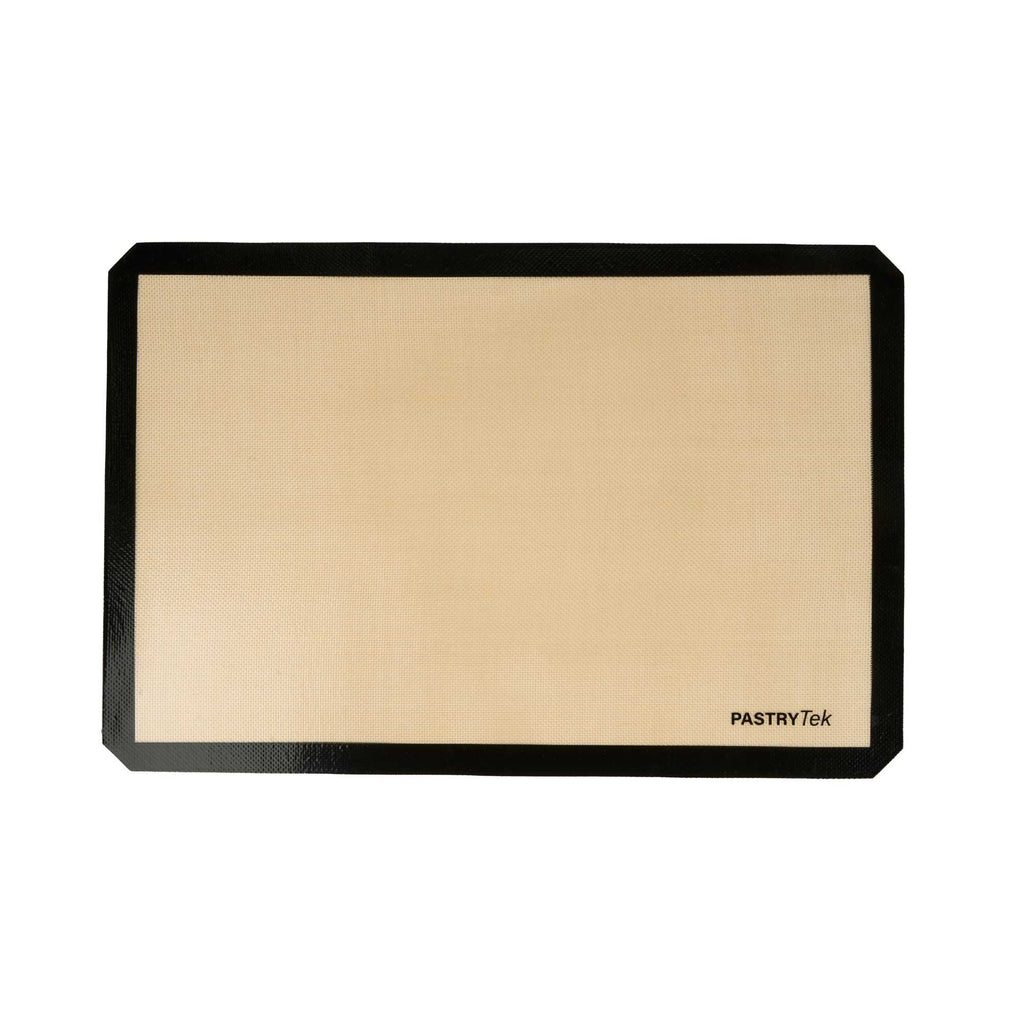 Pastry Tek Rectangle Tan and Black Silicone Full Size Baking Mat - Ultra Durable - 15 3/4" x 23 1/2" - 1 count box