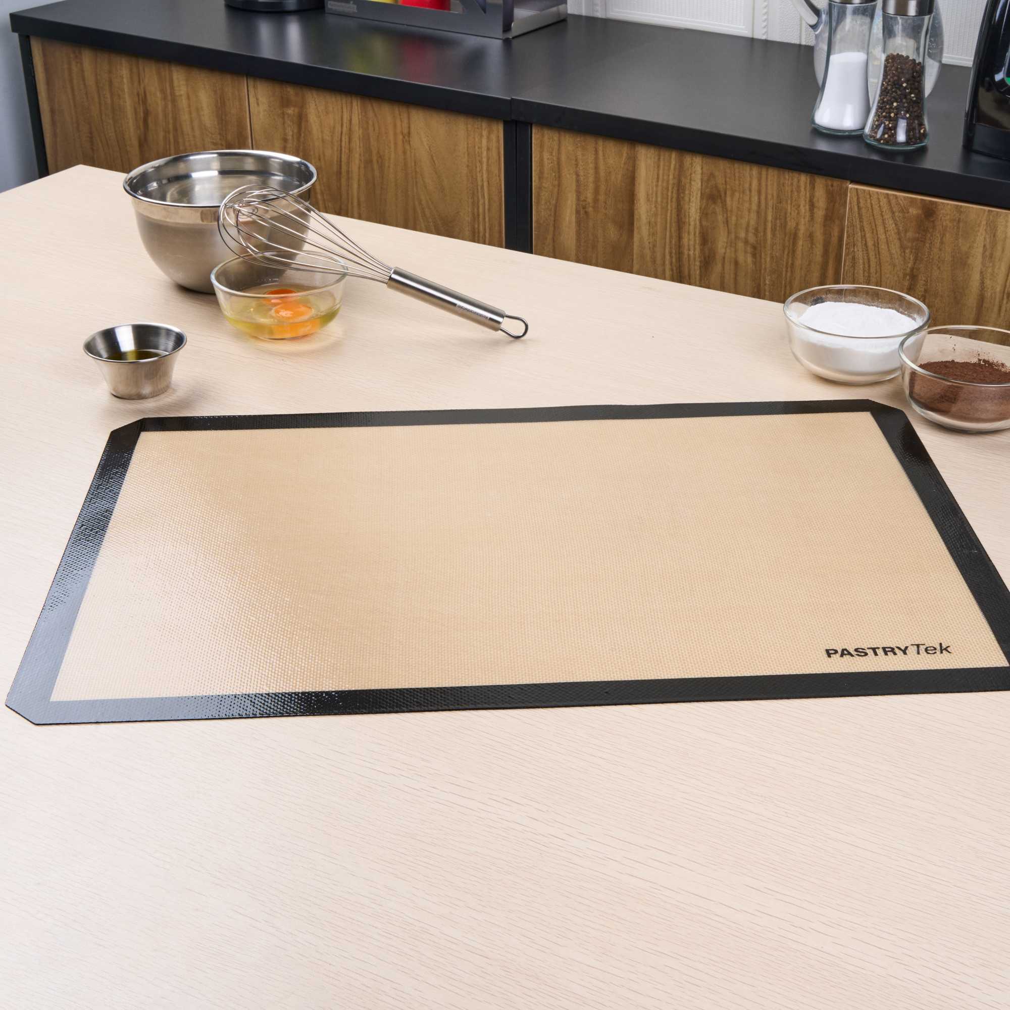 Pastry Tek Rectangle Tan and Black Silicone Full Size Baking Mat - Ultra Durable - 15 3/4" x 23 1/2" - 1 count box