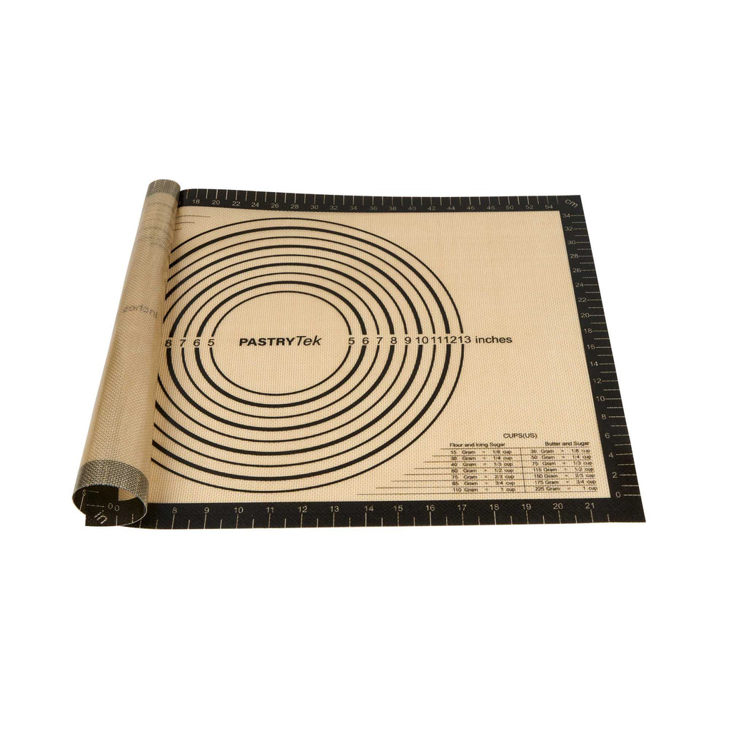 Pastry Tek Rectangle Tan and Black Silicone Full Size Baking Mat - with Measurement Markings,Ultra Durable - 15 3/4" x 23 1/2" - 1 count box