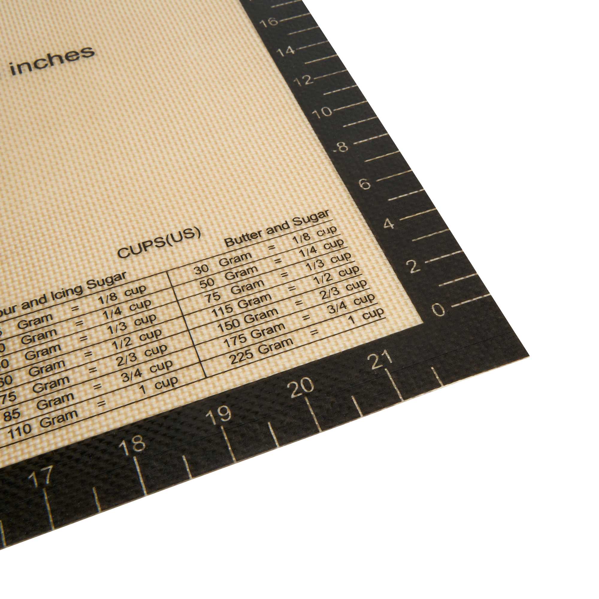 Pastry Tek Rectangle Tan and Black Silicone Full Size Baking Mat - with Measurement Markings,Ultra Durable - 15 3/4" x 23 1/2" - 1 count box