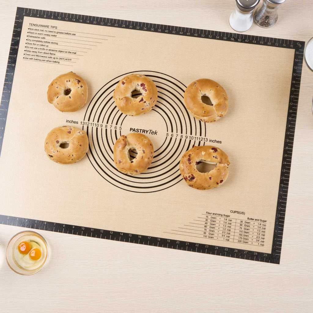 Pastry Tek Rectangle Tan and Black Silicone Extra Large Baking Mat - Measurement Markings, Ultra Durable - 23 1/2" x 31 1/2" - 1 count box
